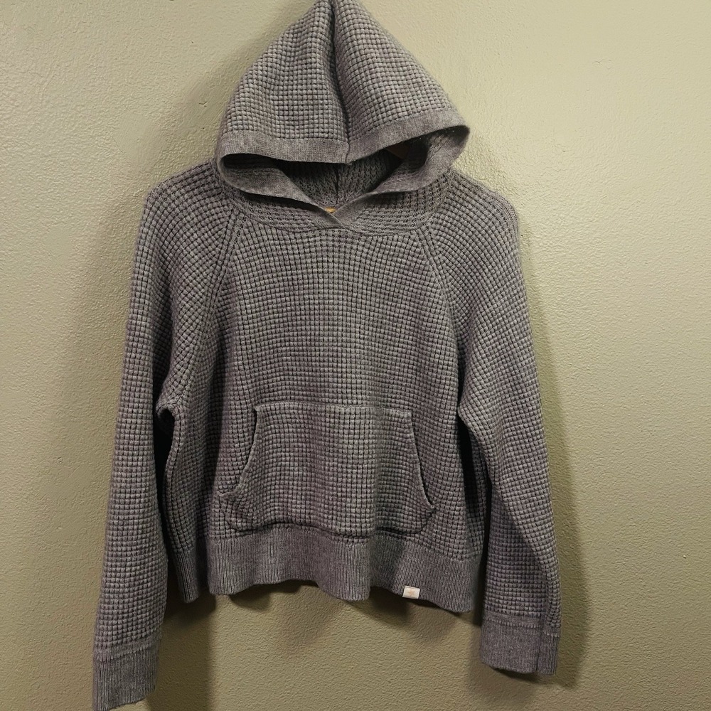 Celebrity‎ Pink Oversized Hoodie Cropped Waffle Gray Cozy Cabincore Size M